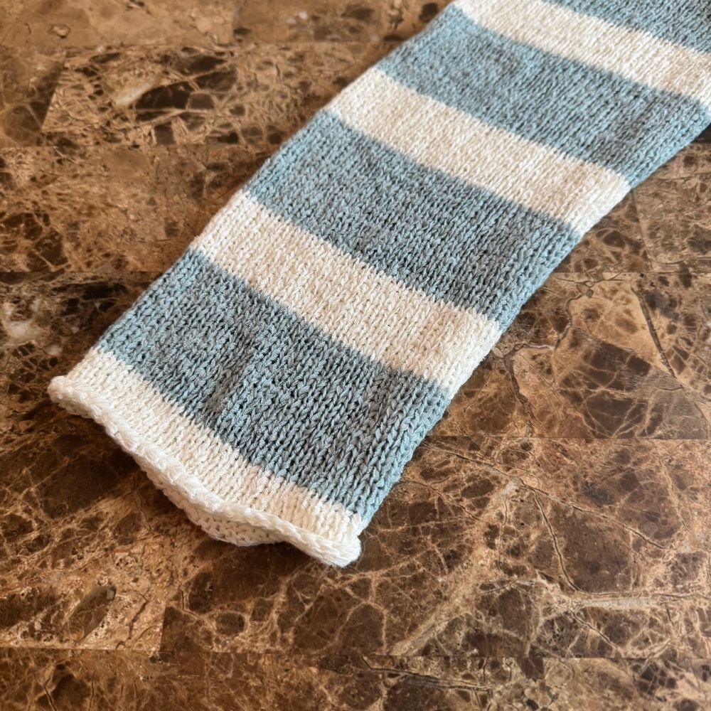 LOFT Blue and Cream Crew Neck Sweater - Picture 8 of 11